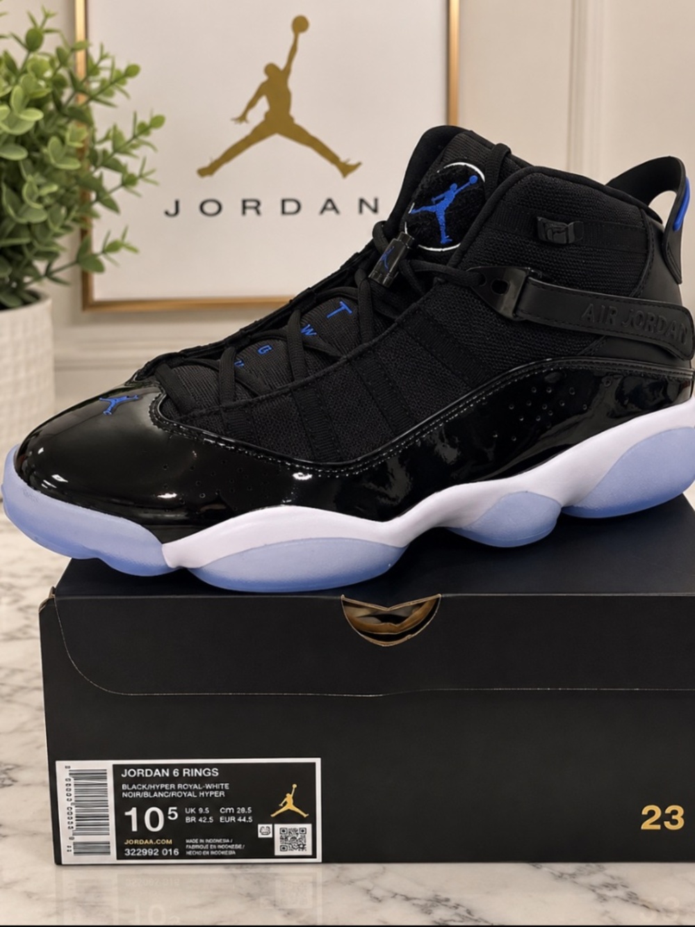 Air Jordan 6 Rings Space Jam Black Hyper Royal Men’s 10.5 NEW